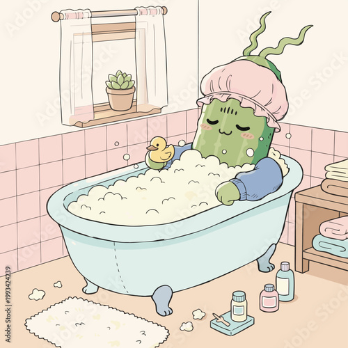 Cute Bath Time Vegetable Icon