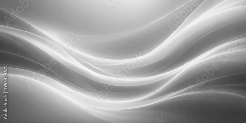 Abstract black and white background with smooth blue light waves flowing over a luxury silk satin texture in a soft motion pattern design