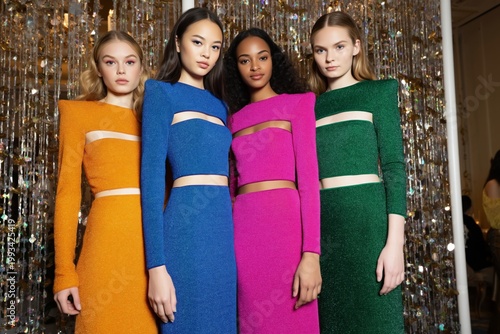 Models Showcase Colorful Dresses at Fashion Show in a Grand Venue During the ...