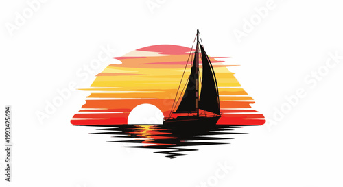 Silhouette of a sailboat on the water at sunset