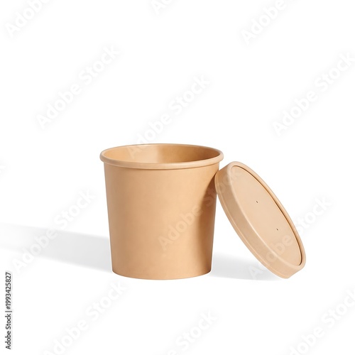 Brown paper cup with lid isolated on white background