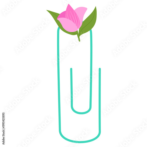 Flower on paperclip illustration