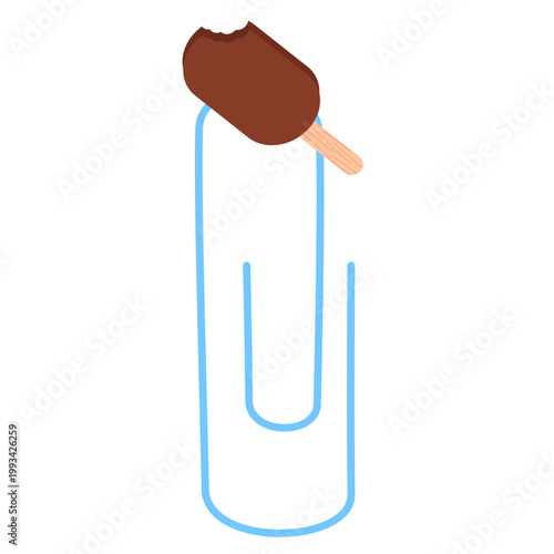 Chocolate ice cream stick on paperclip