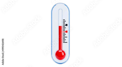 Vector illustration of thermometer showing high temperature on a transparent background