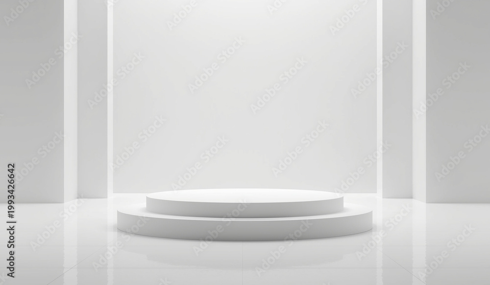 Fototapeta premium small round white stage with white background