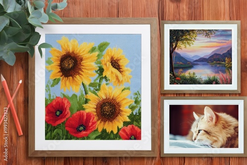 Craft Activities in a Studio With Embroidery Artwork and Flower Decorations