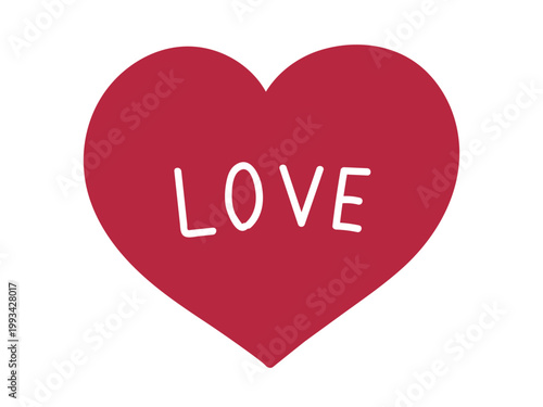 「LOVE」の文字入り赤いハートのイラスト（バレンタイン・愛・告白・ベクター素材）