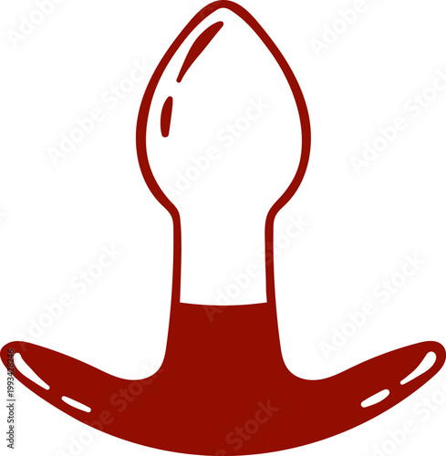 butt plug, adult sex toy, accessories for bdsm sex games, simple red icon for sex shop in minimalist sketch style