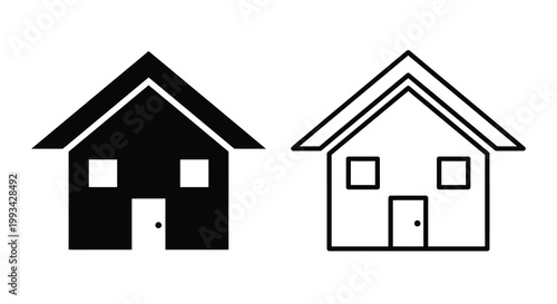 Two simple house icons one dark and one light a striking silhouette