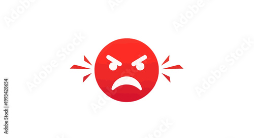 Angry face emoticon with lines.