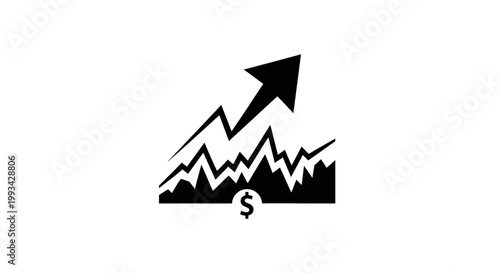 Black graph icon with rising arrow.