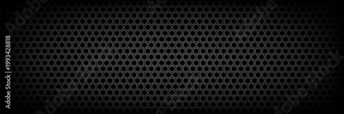 Steel grating black background With hexagonal holes
