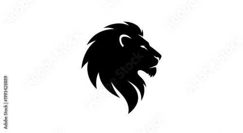 Black Lion Head Silhouette Profile.