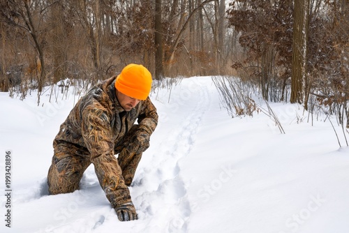 Hunting in the Snow-Covered Woods During Winter
