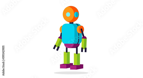 Colorful Robot Standing Alone.
