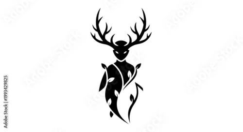 Fototapeta Deer silhouette with large antlers.