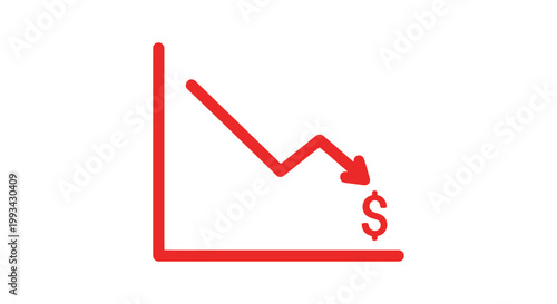 Red line graph showing financial decline.