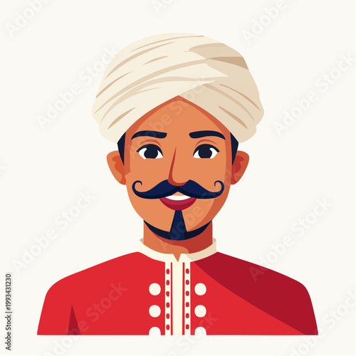 Illustration of a man with a turban and mustache