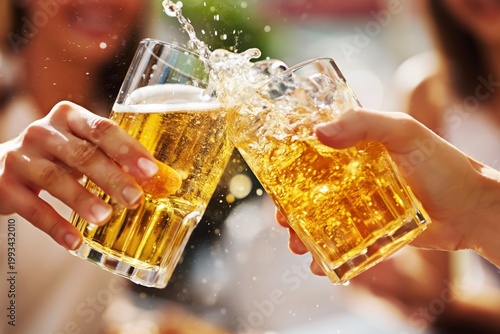 Friends Celebrate With Cheers and Drinks During Sunny Afternoon Gathering