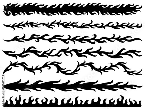 炎のシルエット飾りラインセット