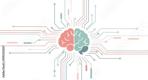 Abstract Brain with Circuitry for Artificial Intelligence and Technology Concept