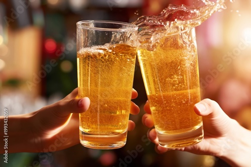 Friends Celebrate Together While Clinking Glasses of Beer at a Gathering Duri...