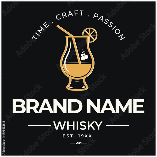 Whisky vintage logo vector illustrations design luxury