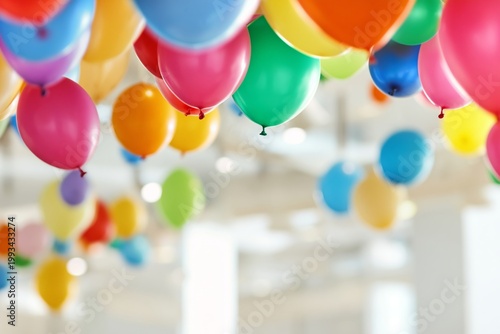 Colorful Balloons Fill the Room for a Celebration at a Party Venue During the...