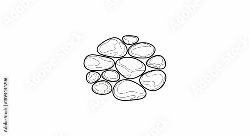 A cluster of rounded, smooth stones, drawn in black outline