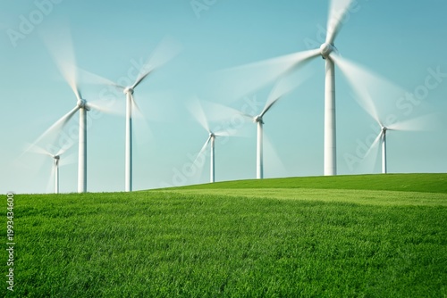 Wind Turbines on Hills Under Clear Blue Sky in Daytime