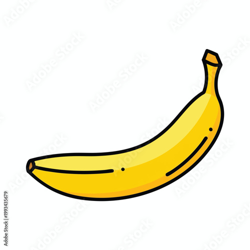 Single yellow banana illustration on white background.