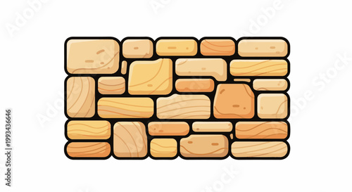 Stylized rectangular stone wall with rounded edges, varying shades of tan and orange
