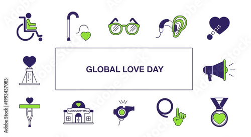 Self Love Day concept with eyeglasses and heart shape icon illustration
