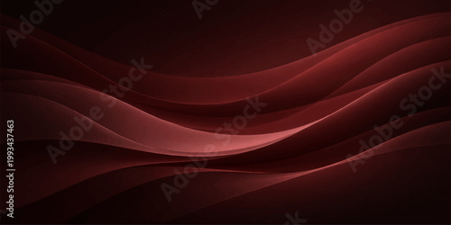 Smooth red silk and satin background featuring soft flowing waves of light on an abstract fabric texture with a curved motion design