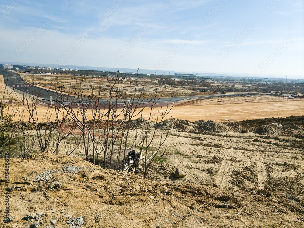 Fototapeta premium Madrid formula 1 circuit under construction project