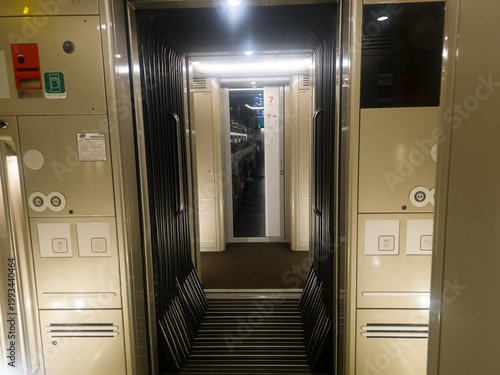 Принти на полотні Train gangway connecting passenger coaches for travel