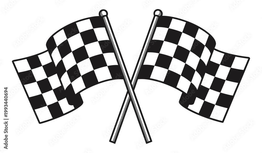 Fototapeta premium Two crossed checkered racing flags a symbol of victory and competition
