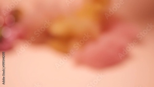 Blurry pink and orange flower petals.