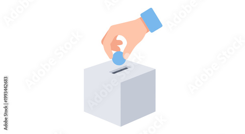 Person Casting Vote into Ballot Box for Election or Polling