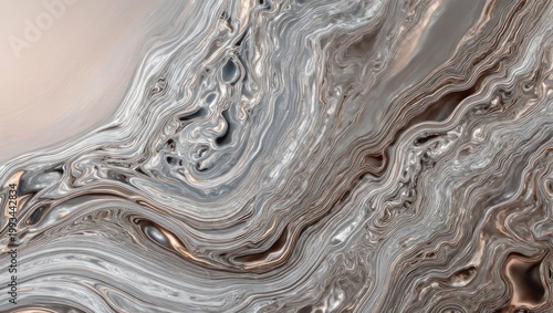 Abstract Silver and Gray Swirls - A Textured Fluid Art Design.