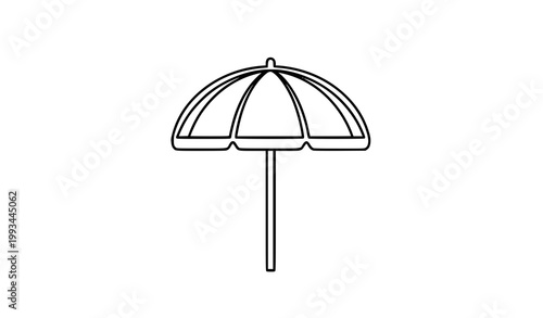 Minimal beach umbrella icon vector outline summer