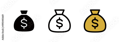 Salary and bonus icons, dollar-denominated savings