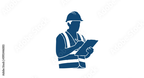 Construction Worker Holding Digital Tablet.