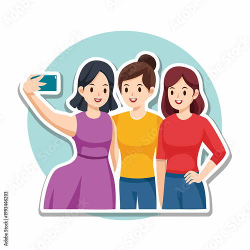 Three friends taking a selfie together