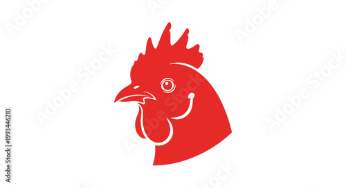 Red Rooster Head Illustration Simple Design.