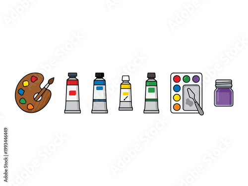 Art Supplies Collection Painting Tools Illustration.