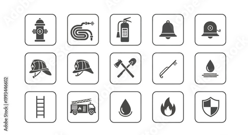 Collection of firefighter and emergency service icons.