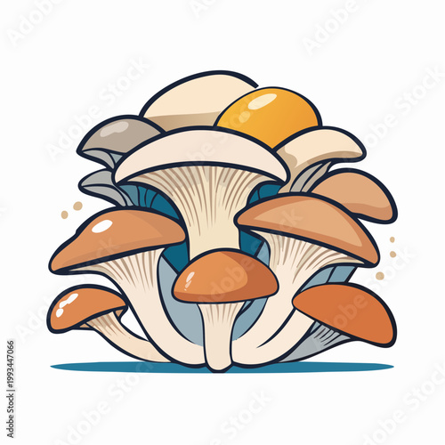 Vector Illustration of Cluster of Mushrooms