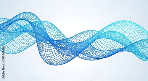 3D abstract blue mesh wave pattern on a white background with abstract art abstract background technology futuristic structure creative isolated connection wireframe