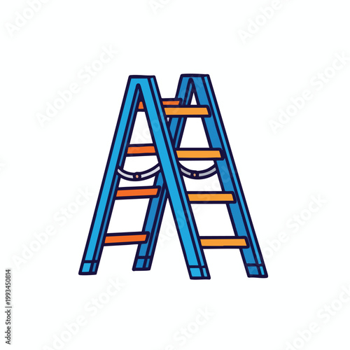 A colorful hand drawn illustration of a step ladder.